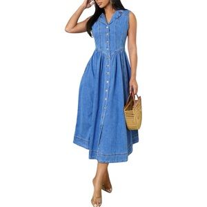 NWT Emprada Hope Sleeveless Denim Midi Dress Size Medium